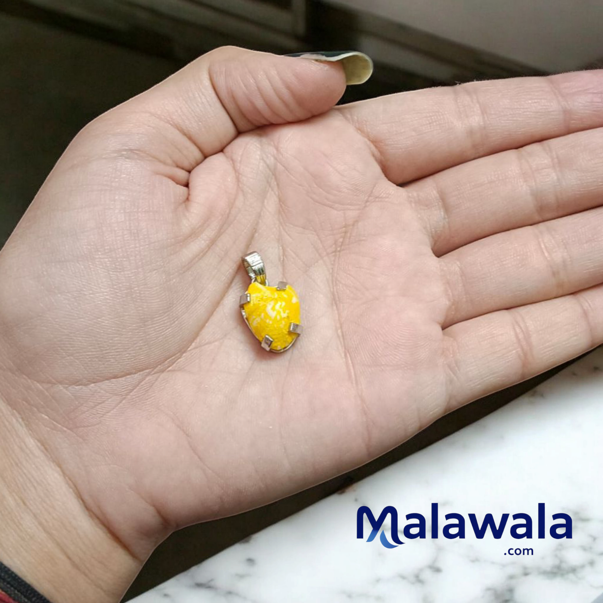 Machh Mani Pendant Lab-Certified | Natural Yellow Machmani in Pendant - Malawala