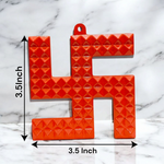 Metal Swastik wall hanging with 68 embedded Vaastu pyramids, measuring 10x10 cm, ideal for correcting Vaastu dosh in homes and offices