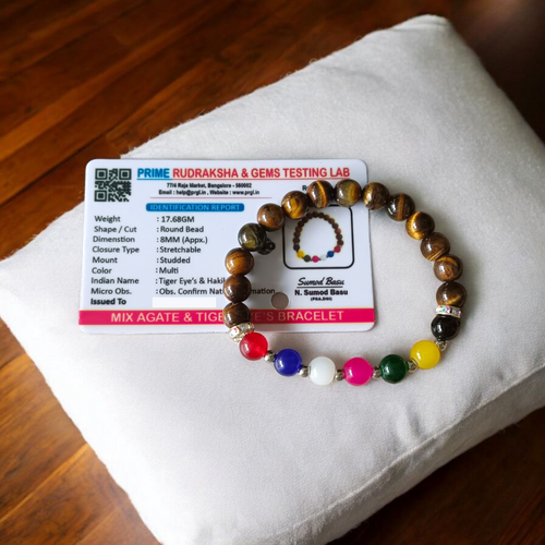 Mix Agate & TigerEye's Bracelet – 7 Types of Agate with 8MM Tiger Eye Beads, Stretchable & Lab Certified  Malawala