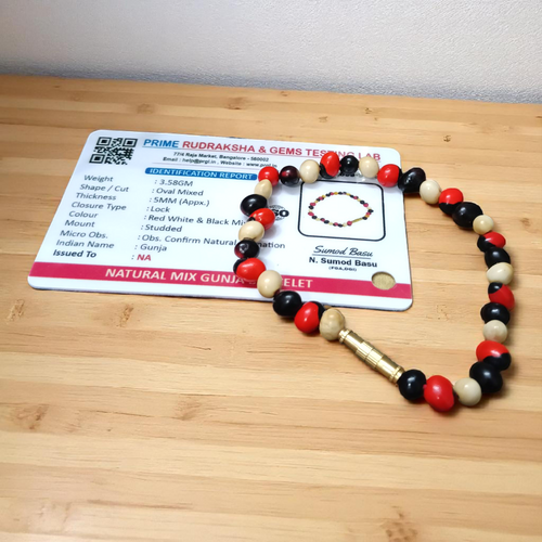 Mix Gunja Bracelet Red Black White Natural Gunja Beads Lab Certified Malawala