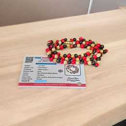 Mix Gunja Mala - Natural Red, Black & White Gunja / Ratti Mala 5mm Beads  with Lab Certificate - Malawala