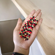 Mix Gunja Mala - Natural Red, Black & White Gunja / Ratti Mala 5mm Beads  with Lab Certificate - Malawala