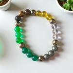 Money Magnet Bracelet with 8mm polished beads made from wealth-attracting stones like Citrine and Pyrite, stretchable for men and women