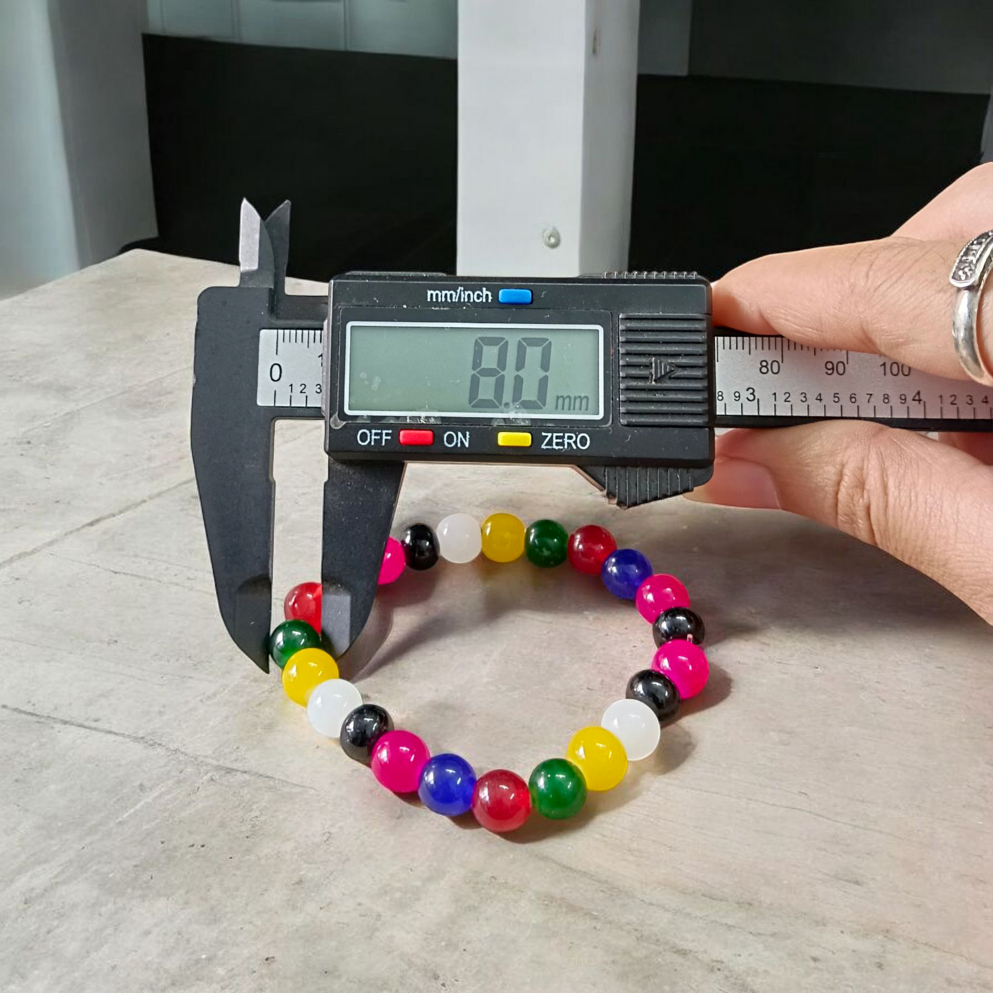 Multicolor 8mm Natural Agate Beads Bracelet – Stretchable Mix Hakik Stone Jewelry by MalaWala
