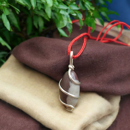 Narmadeshwar Shivling Pendant - Natural Narmadeshwar Stone for Blessings & Spiritual Growth with Lab Certificate - Malawala