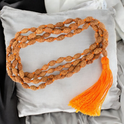 Natural 2 Mukhi Rudraksha Mala with 27+1 and 108+1 bead options, used for unity and relationships, from Malawala with lab certificate