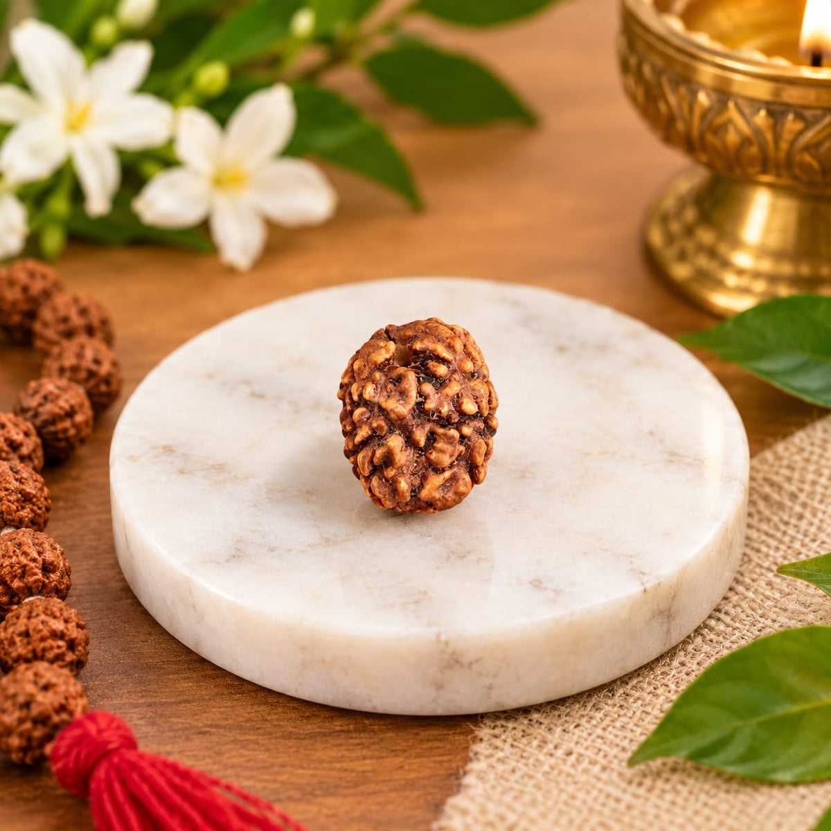 Natural 3 Mukhi and 8 Mukhi Rudraksha combo lab certified spiritual beads for meditation, wisdom, confidence and prosperity by Malawala