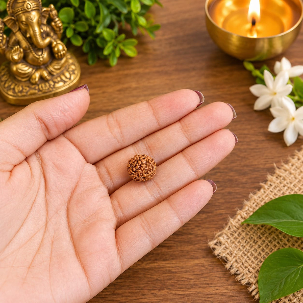 Natural 3 Mukhi and 8 Mukhi Rudraksha combo lab certified spiritual beads for meditation, wisdom, confidence and prosperity by Malawala