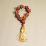Natural 5 Mukhi Rudraksha Finger Mala with 9+1 handcrafted 8mm beads, ideal for meditation, chanting, puja, and daily spiritual healing