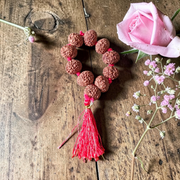 Natural 7 Mukhi Rudraksha Finger Mala 9+1 Beads 11-12mm Lab Certified Original Nepali Rudraksha for Wealth and Prosperity