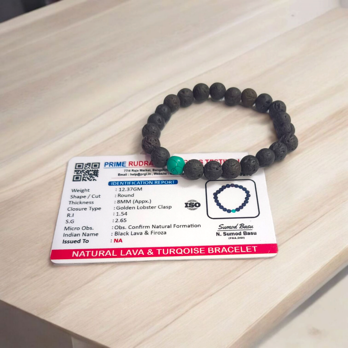 Natural 8mm Lava & Turquoise Bracelet – Detox & Emotional Balance – Lab Certified – Malawala