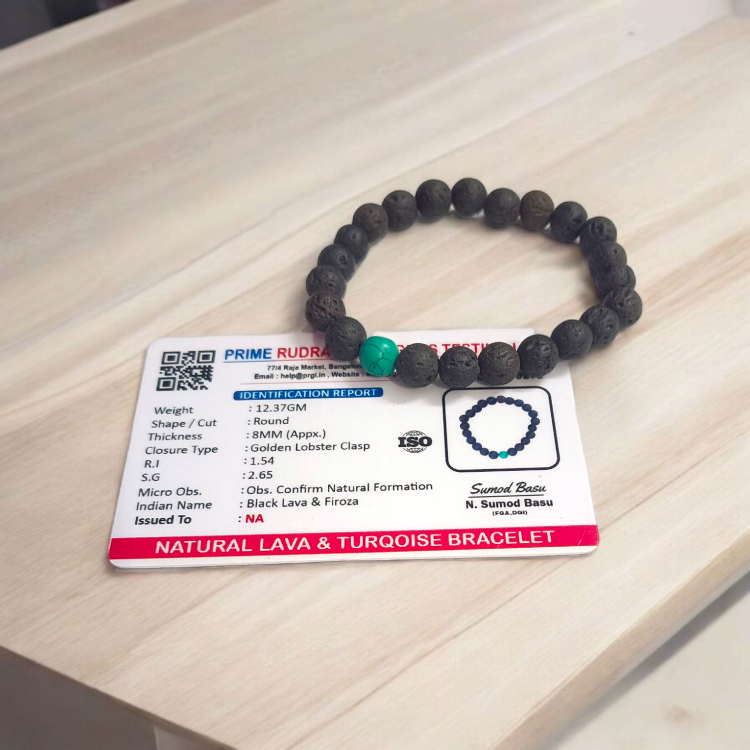 Natural 8mm Lava & Turquoise Bracelet – Detox & Emotional Balance – Lab Certified – Malawala