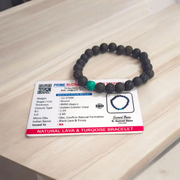 Natural 8mm Lava & Turquoise Bracelet – Detox & Emotional Balance – Lab Certified – Malawala
