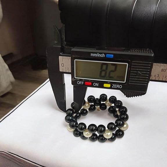 Natural Black Agate (Hakik) and Pearl Bracelet with lab certification, featuring handcrafted beadwork