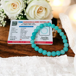 Natural Blue Chalcedony Bracelet – 8mm Stretchable Bracelet - Malawala