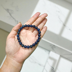 Natural Blue Tourmaline Bracelet – 8mm Stretchable Beads for Meditation, Calm, and Energy Healing by MalaWala