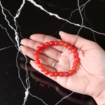Natural Carnelian 8mm bead stretchable bracelet with polished round gemstone beads by MALAWALA