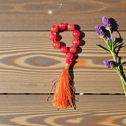 Natural Carnelian Finger Mala 9+1 Beads, Handcrafted 8mm Carnelian Beads, Lab Certified