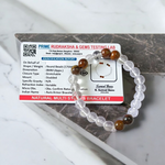 Natural Clear Quartz and Tiger Eye Crystal Bracelet 8MM Stretchable Lab Certified Healing Energy Bracelet for Protection Prosperity and Confidence