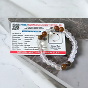 Natural Clear Quartz and Tiger Eye Crystal Bracelet 8MM Stretchable Lab Certified Healing Energy Bracelet for Protection Prosperity and Confidence