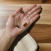 Natural Clear Quartz and Tiger Eye Crystal Bracelet 8MM Stretchable Lab Certified Healing Energy Bracelet for Protection Prosperity and Confidence