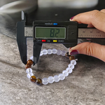 Natural Clear Quartz and Tiger Eye Crystal Bracelet 8MM Stretchable Lab Certified Healing Energy Bracelet for Protection Prosperity and Confidence
