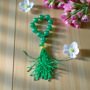 Natural Green Agate Finger Mala 9+1 Beads, Hara Hakik 8mm Beads, Lab Certified