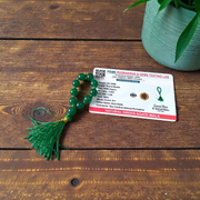 Natural Green Agate Finger Mala 9+1 Beads, Hara Hakik 8mm Beads, Lab Certified