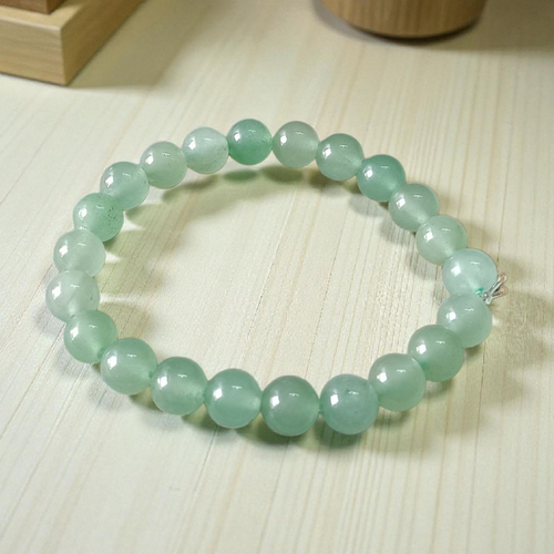 Natural Green Aventurine Bracelet with 8mm beads, stretchable unisex design — handcrafted Margaj stone bracelet by MALAWALA for healing, meditation, and positive energy
