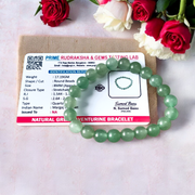Natural Green Aventurine Bracelet with 8mm beads, stretchable unisex design — handcrafted Margaj stone bracelet by MALAWALA for healing, meditation, and positive energy
