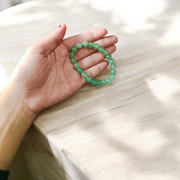 Natural Green Aventurine Bracelet with 8mm beads, stretchable unisex design — handcrafted Margaj stone bracelet by MALAWALA for healing, meditation, and positive energy