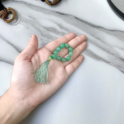 Natural Green Aventurine Finger Mala 9+1 beads (8mm) handcrafted Margaj Japa Mala for meditation, chakra healing, and mantra chanting by MALAWALA