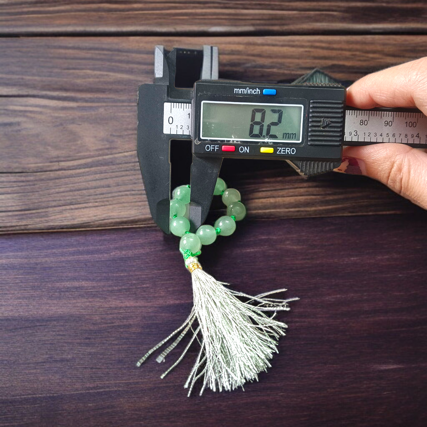 Natural Green Aventurine Finger Mala 9+1 beads (8mm) handcrafted Margaj Japa Mala for meditation, chakra healing, and mantra chanting by MALAWALA