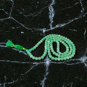 Natural Green Aventurine (Margaj) Japa Mala with 8mm beads, available in 27+1 and 108+1 variants, ideal for meditation, chanting, and spiritual healing