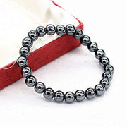 Natural Hematite Bracelet 8-9mm Stretchable Beads Lab Certified Healing Bracelet for Focus Protection Chakra Balancing