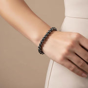 Natural Hematite Bracelet 8-9mm Stretchable Beads Lab Certified Healing Bracelet for Focus Protection Chakra Balancing