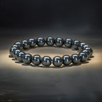 Natural Hematite Bracelet 8-9mm Stretchable Beads Lab Certified Healing Bracelet for Focus Protection Chakra Balancing