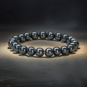 Natural Hematite Bracelet 8-9mm Stretchable Beads Lab Certified Healing Bracelet for Focus Protection Chakra Balancing