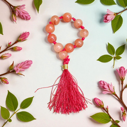 Natural Hessonite (Gomed) Finger Mala with 9+1 lab-certified honey-orange beads, handcrafted for meditation, astrological remedies, and daily wear by MALAWALA