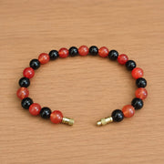 Natural Hessonite and Black Agate Bracelet 8MM Lab Certified Gemstone Bracelet for Daily Wear Protection and Style