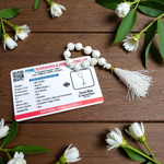 Natural Howlite Finger Mala with 9+1 smooth white beads with grey veining, handcrafted for meditation and focus