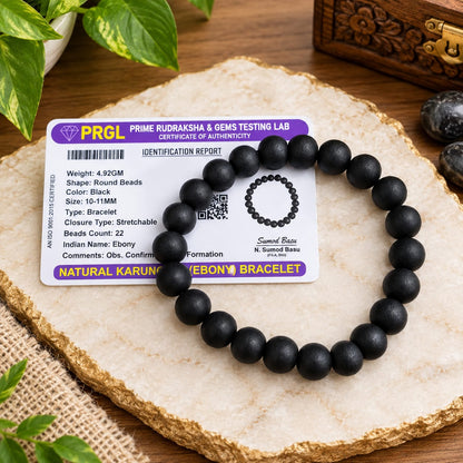 Natural Karungali Ebony Bracelet 10MM beads stretchable lab certified meditation bracelet