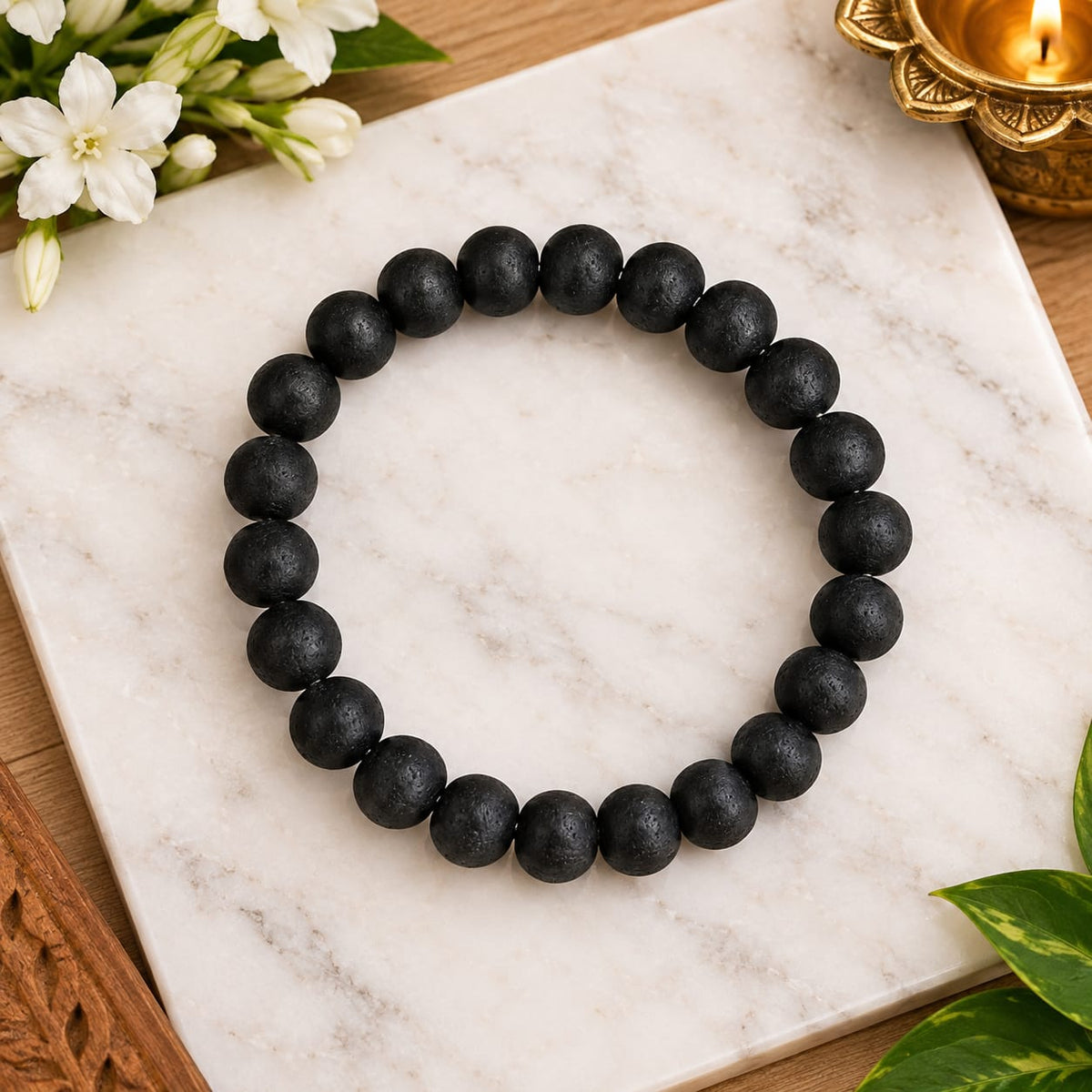Natural Karungali Ebony Bracelet 10MM beads stretchable lab certified meditation bracelet