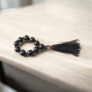 Natural Karungali (Ebony) Finger Mala with 9+1 handcrafted 8mm beads, ideal for meditation, chanting, healing, and puja practices