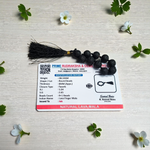 Natural Lava Finger Mala with 9+1 black porous lava beads, handcrafted for meditation and healing, displayed on a white background