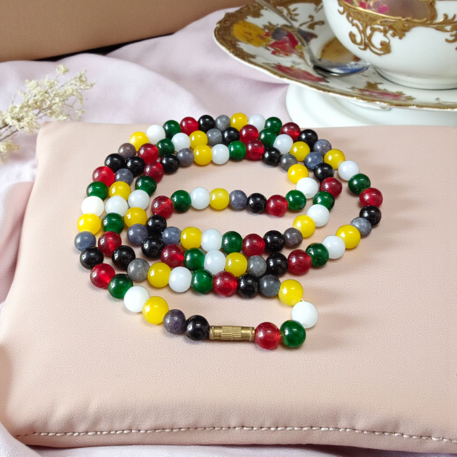 Natural Mix Agate Mala Set with 108+1 and 27+1 Handcrafted Beads for Meditation and Spiritual Healing