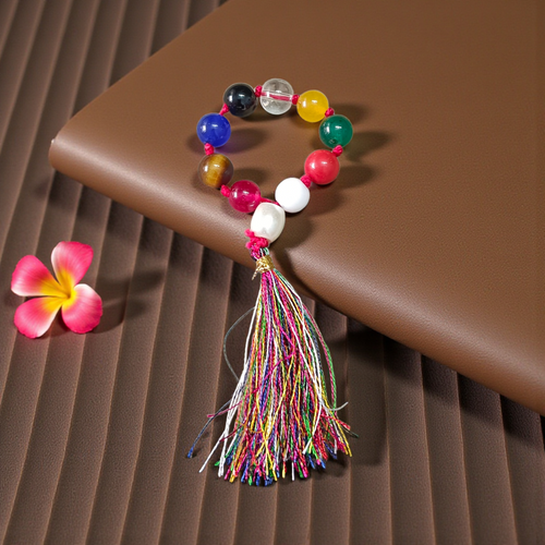 Natural Navratan Finger Mala 9+1 Beads, Handcrafted Multi-Stone 8mm Beads, Lab Certified