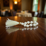 Natural Pearl Finger Mala with 9+1 lustrous white Moti beads, handcrafted for meditation and purity of mind
