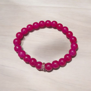 Natural Pink Agate Bracelet with 8mm round beads, stretchable design, suitable for meditation and spiritual use