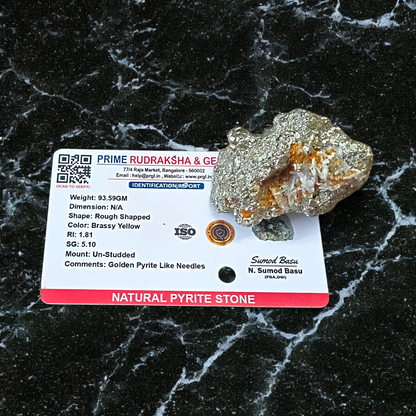 Natural Pyrite Stone Original Certified Crystal Cluster for Wealth, Vastu, Healing & Protection – Raw Pyrite Stone for Manifestation, Money Magnet Gemstone | MALAWALA